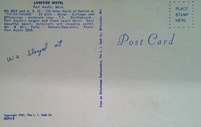 Lakeside Motor Lodge (Lakeside Motel) - Vintage Postcard (newer photo)